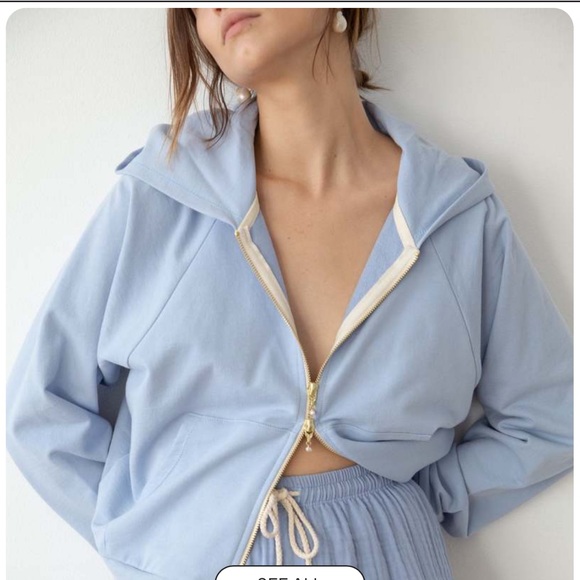 Donni Two Way Zip Hoodie Robin Light Blue Sz M - Picture 1 of 12